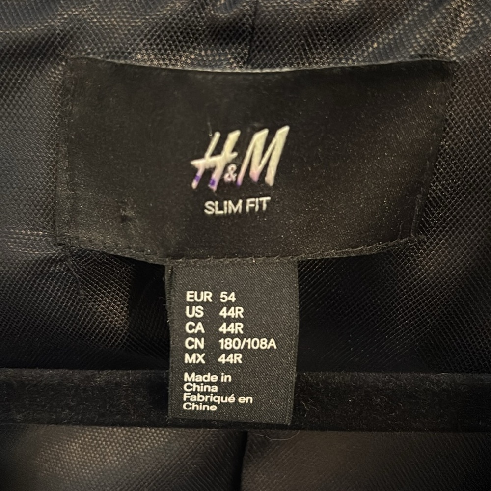H&M Slim Fit Blue 2 Button Sport Coat Blazer Jacket Size 44R - Picture 2 of 4